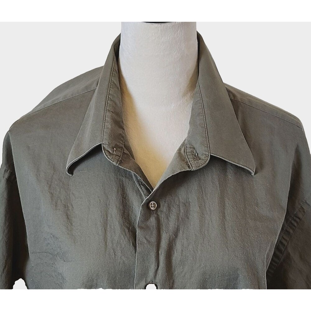Calvin Klein Button-Down Olive Collar Men's Shirt, Size Extra Large (XL) 17 1/2"